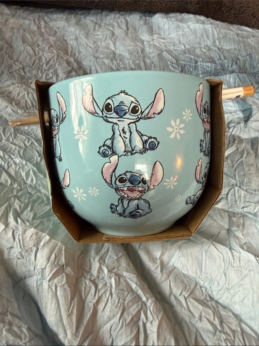 Lilo and Stitch Ceramic Bowl with Chopsticks - Mint